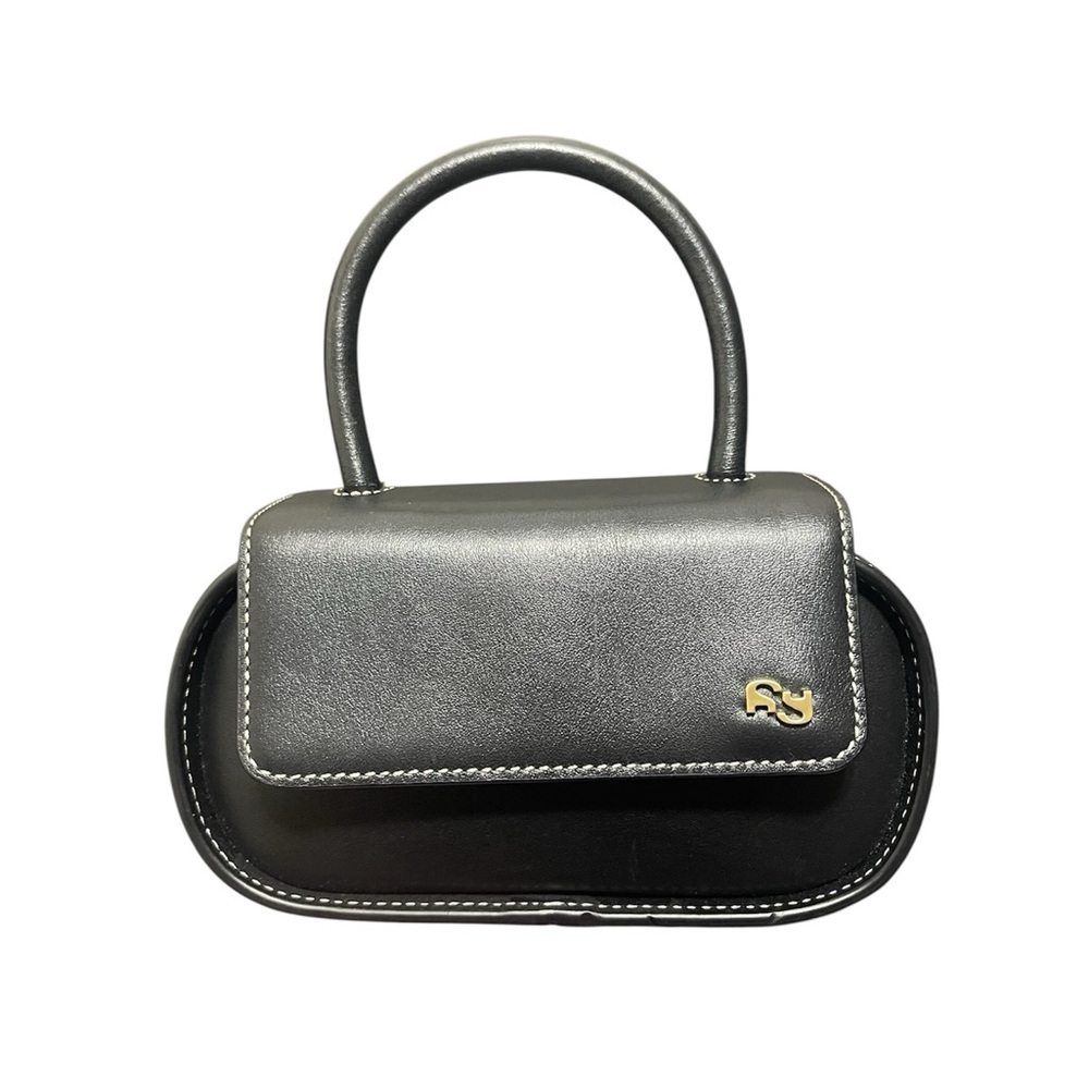 Yuzefi Women Black Macaroon Napa Leather Top-Handle Mini Shoulder Bag
